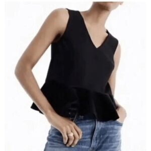 J Crew Velvet Peplum Black Tank Size S